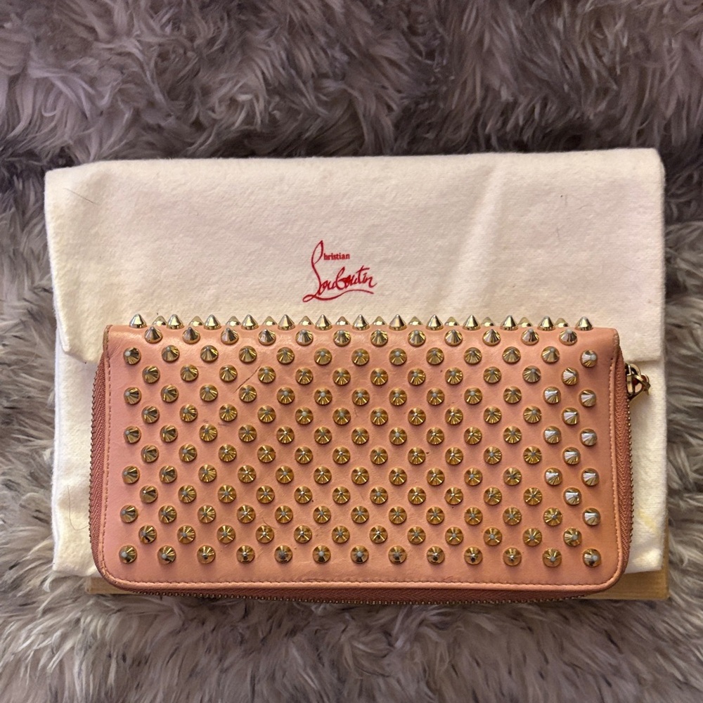 Christian Louboutin Pink Wallet with Gold Studs